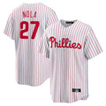 Silnrao  P.Phillies #27 Aaron Nola Player White Home Game Stitched Jerseys