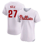 Silnrao  P.Phillies #27 Aaron Nola Player White Home Limited Elite Stitched Jerseys