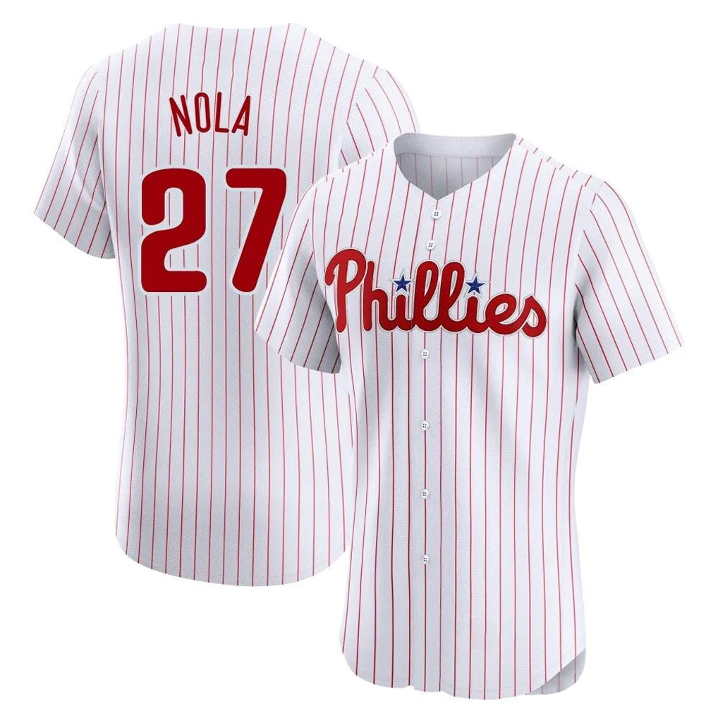 Silnrao  P.Phillies #27 Aaron Nola Player White Home Limited Elite Stitched Jerseys