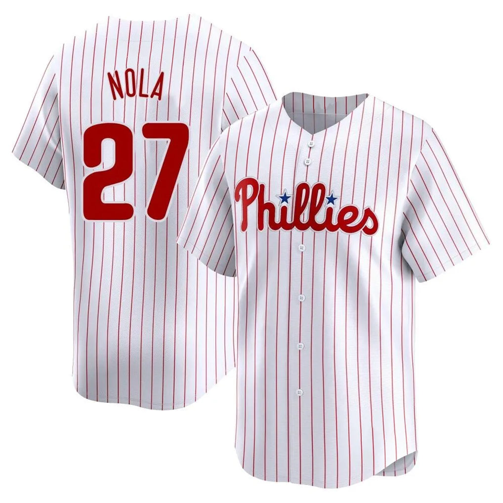 Silnrao  P.Phillies #27 Aaron Nola Player White Home Limited Stitched Jerseys