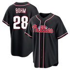 Silnrao  P.Phillies #28 Alec Bohm Player Black Fashion Out Home Game Stitched Jerseys