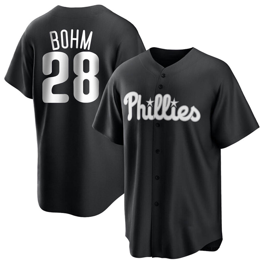 Silnrao P.Phillies #28 Alec Bohm Player Black Home Game Stitched Jerseys