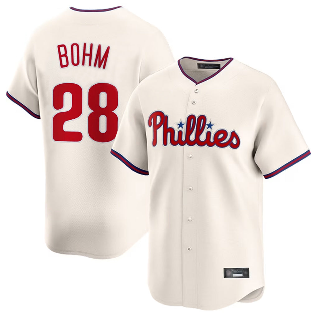 Silnrao  P.Phillies #28 Alec Bohm Player Cream Home Limited Stitched Jerseys