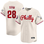 Silnrao  P.Phillies #28 Alec Bohm Player Cream Phillies & Eagles Vapor Premier Limited Stitched Jerseys