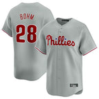 Silnrao  P.Phillies #28 Alec Bohm Player Gray Home Limited Stitched Jerseys