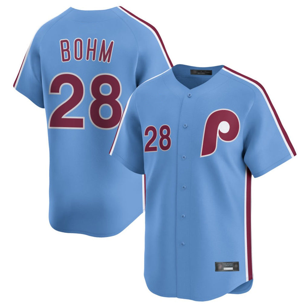 Silnrao  P.Phillies #28 Alec Bohm Player Light Blue Home Limited Stitched Jerseys
