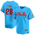 Silnrao  P.Phillies #28 Alec Bohm Player Light Blue Phillies & Eagles Vapor Premier Limited Home Stitched Jerseys