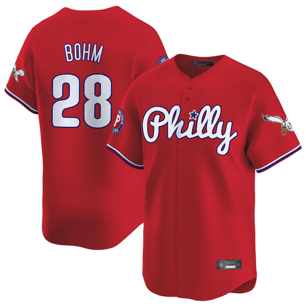 Silnrao  P.Phillies #28 Alec Bohm Player Red Phillies & Eagles Vapor Premier Limited Stitched Jerseys