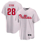 Silnrao  P.Phillies #28 Alec Bohm Player White Home Game Stitched Jerseys
