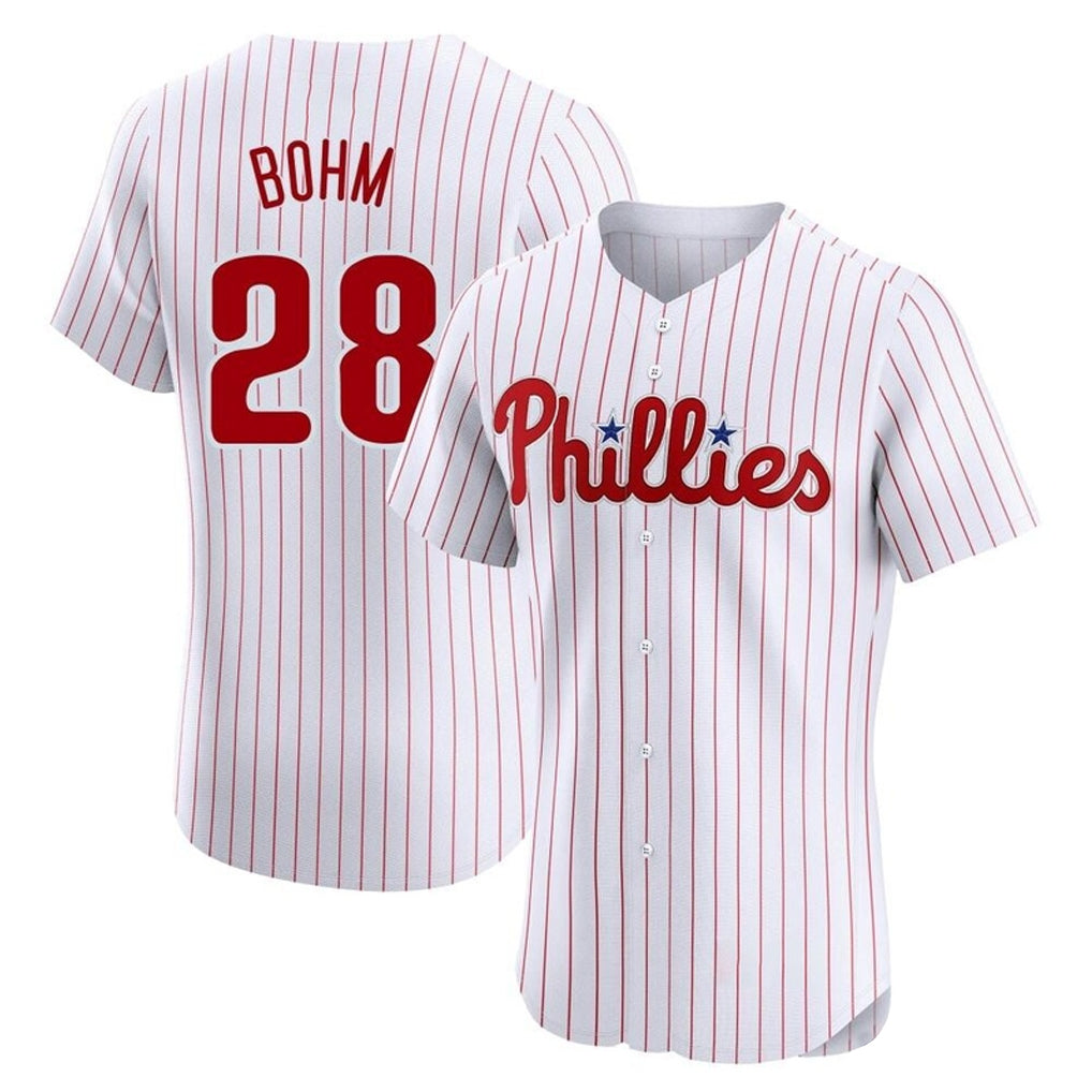 Silnrao  P.Phillies #28 Alec Bohm Player White Home Limited Elite Stitched Jerseys