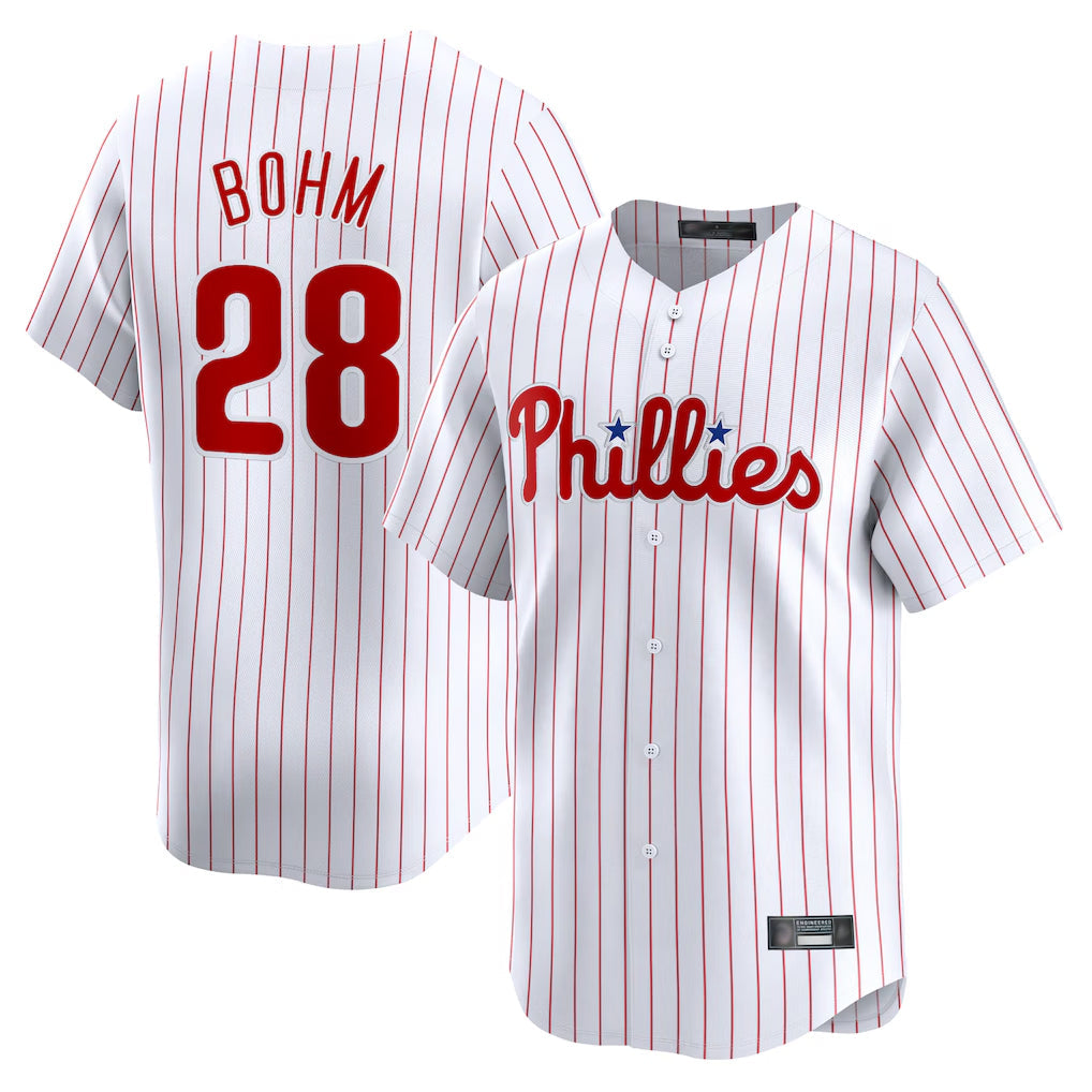 Silnrao  P.Phillies #28 Alec Bohm Player White Home Limited Stitched Jerseys