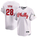 Silnrao  P.Phillies #28 Alec Bohm Player White Pinstripe Phillies & Eagles Vapor Premier Limited Stitched Jerseys