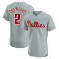 Silnrao P.Phillies #2 Justin Crawford Player Gray Home Limited Elite Stitched Jerseys