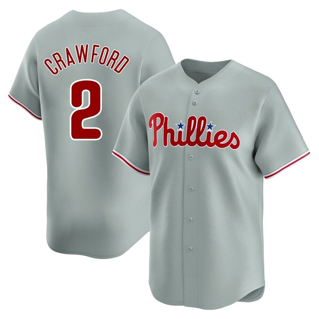Silnrao P.Phillies #2 Justin Crawford Player Gray Home Limited Stitched Jerseys