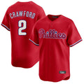 Silnrao P.Phillies #2 Justin Crawford Player Red Home Limited Stitched Jerseys