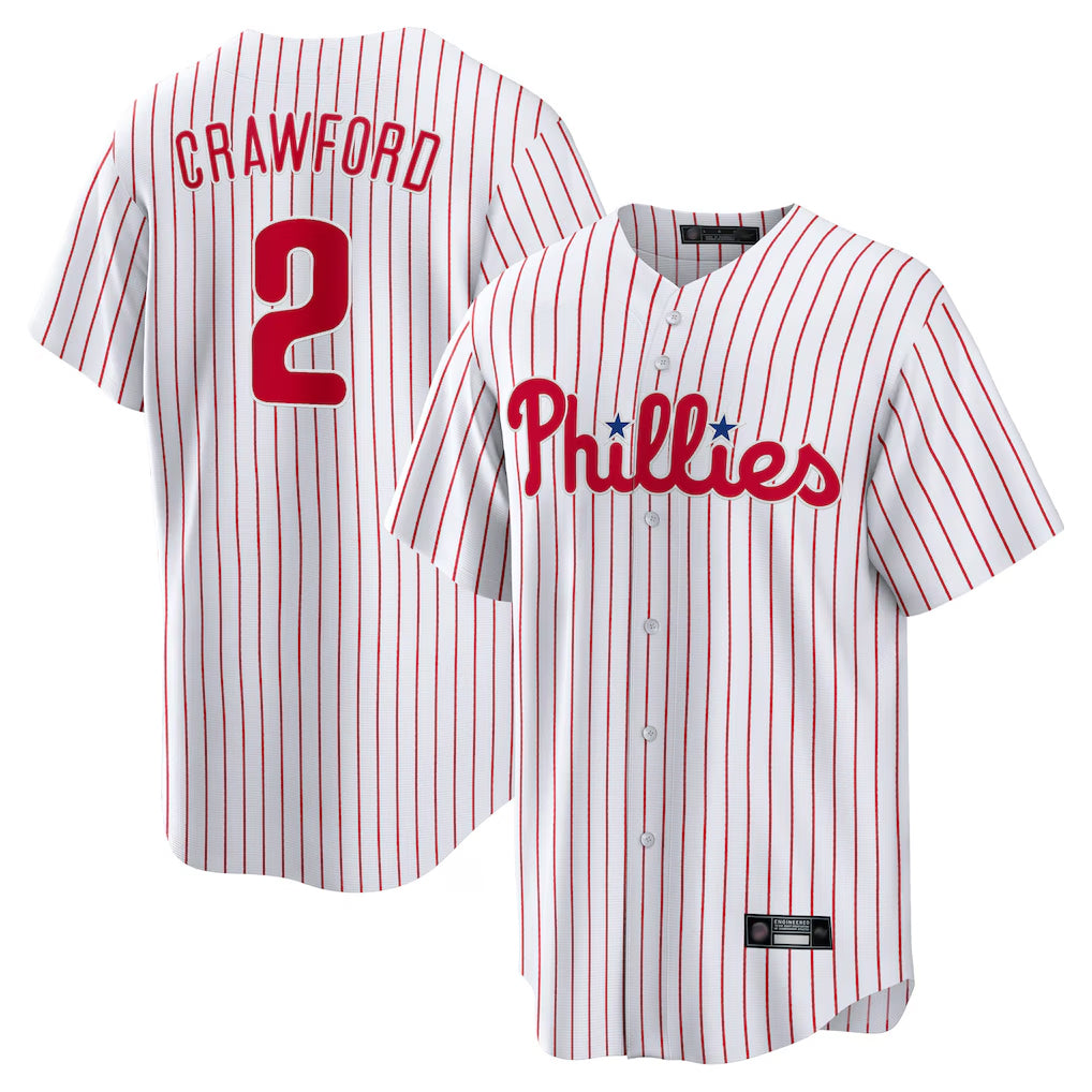 Silnrao P.Phillies #2 Justin Crawford Player White Home Game Stitched Jerseys
