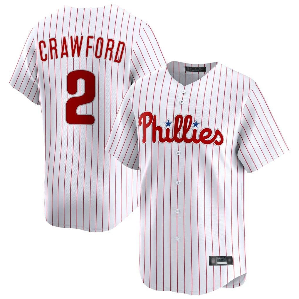 Silnrao P.Phillies #2 Justin Crawford Player White Home Limited Stitched Jerseys