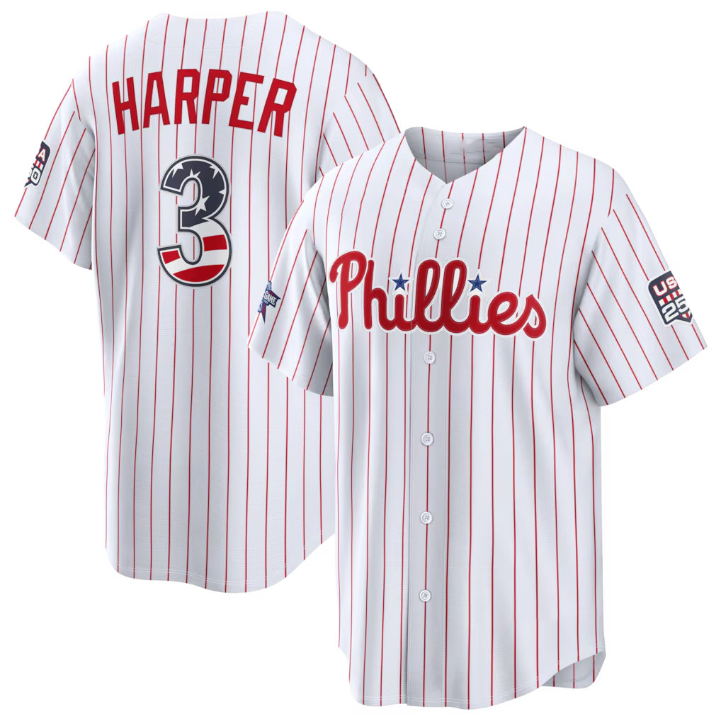 Silnrao P.Phillies #3 Bryce Harper White 2026 All-Star Edition Stars & Stripes Stadium Jerseys