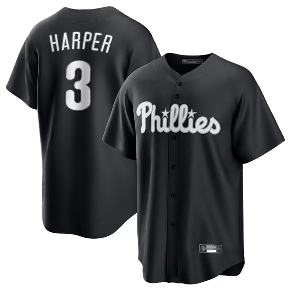 Silnrao P.Phillies #3 Bryce Harper Player Black Alt Fashion Home Game Stitched Jerseys