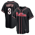 Silnrao P.Phillies #3 Bryce Harper Player Black Fashion Out Home Game Stitched Jerseys