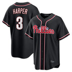 Silnrao P.Phillies #3 Bryce Harper Player Black Fashion Out Home Game Stitched Jerseys