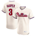 Silnrao P.Phillies #3 Bryce Harper Player Cream Home Limited Elite Stitched Jerseys