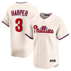 Silnrao P.Phillies #3 Bryce Harper Player Cream Home Limited Stitched Jerseys