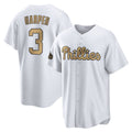 Silnrao P.Phillies #3 Bryce Harper Player Gold All-Star Home Game Stitched Jerseys