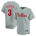 Silnrao P.Phillies #3 Bryce Harper Player Gray Home Limited Stitched Jerseys