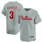 Silnrao P.Phillies #3 Bryce Harper Player Gray Home Limited Stitched Jerseys