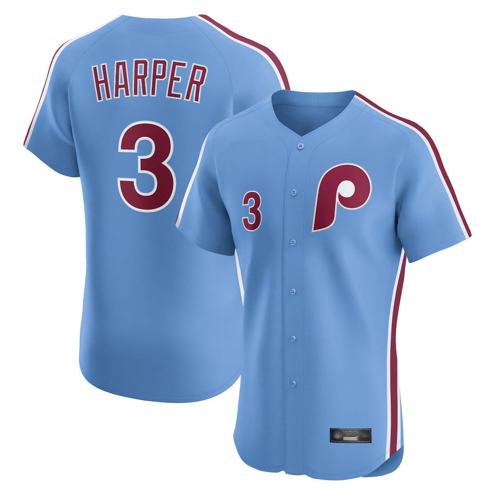 Silnrao P.Phillies #3 Bryce Harper Player Light Blue Home Limited Elite Stitched Jerseys