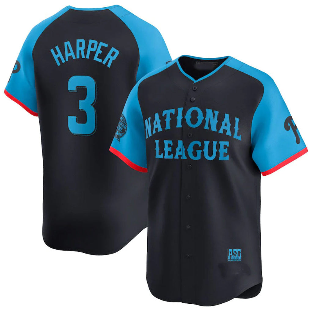 Silnrao P.Phillies #3 Bryce Harper Player Navy National League All-Star Limited Game Stitched Jerseys