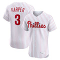 Silnrao P.Phillies #3 Bryce Harper Player White Home Limited Elite Stitched Jerseys