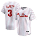 Silnrao P.Phillies #3 Bryce Harper Player White Home Limited Stitched Jerseys