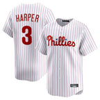 Silnrao P.Phillies #3 Bryce Harper Player White Home Limited Stitched Jerseys
