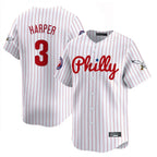 Silnrao P.Phillies #3 Bryce Harper Player White Pinstripe Phillies & Eagles Vapor Premier Limited Stitched Jerseys