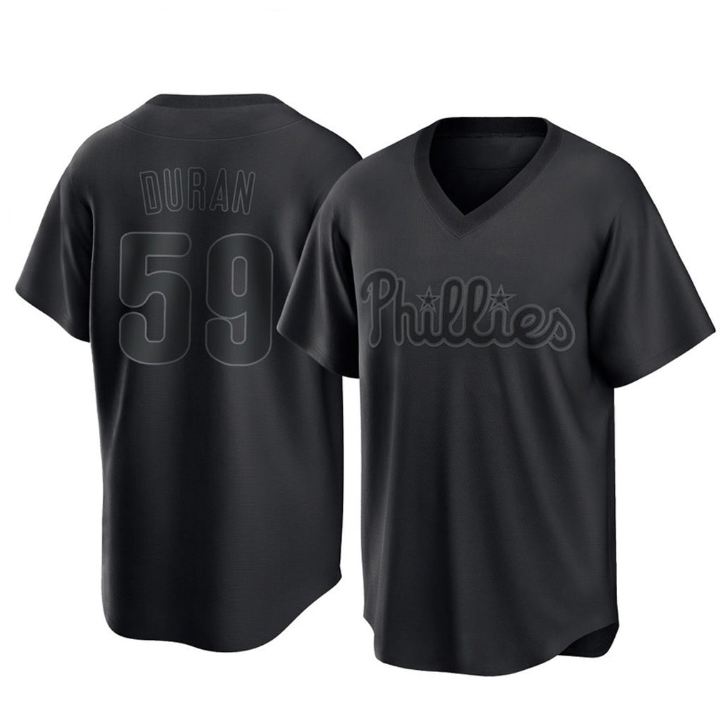 Silnrao P.Phillies #59 Jhoan Duran Player Black Pitch Fashion Limited T-shirt Stitched Jerseys