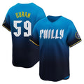 Silnrao P.Phillies #59 Jhoan Duran Player Blue City Connect Home Limited Stitched Jerseys
