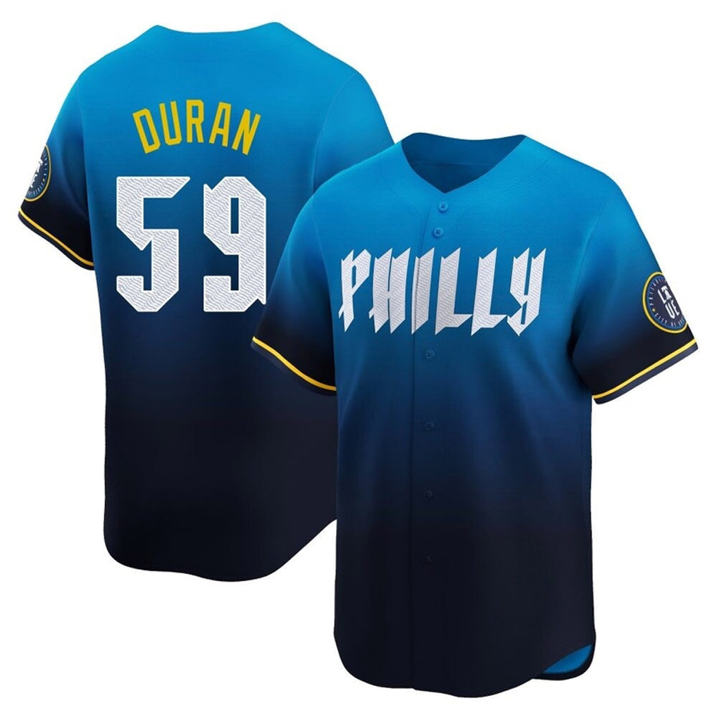 Silnrao P.Phillies #59 Jhoan Duran Player Blue City Connect Home Limited Stitched Jerseys