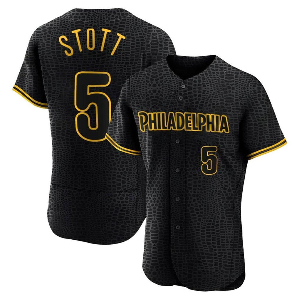 Silnrao P.Phillies #5 Bryson Stott Player Black Snake Skin City Home Limited Elite Stitched Jerseys
