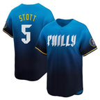 Silnrao P.Phillies #5 Bryson Stott Player Blue City Connect Home Limited Stitched Jerseys