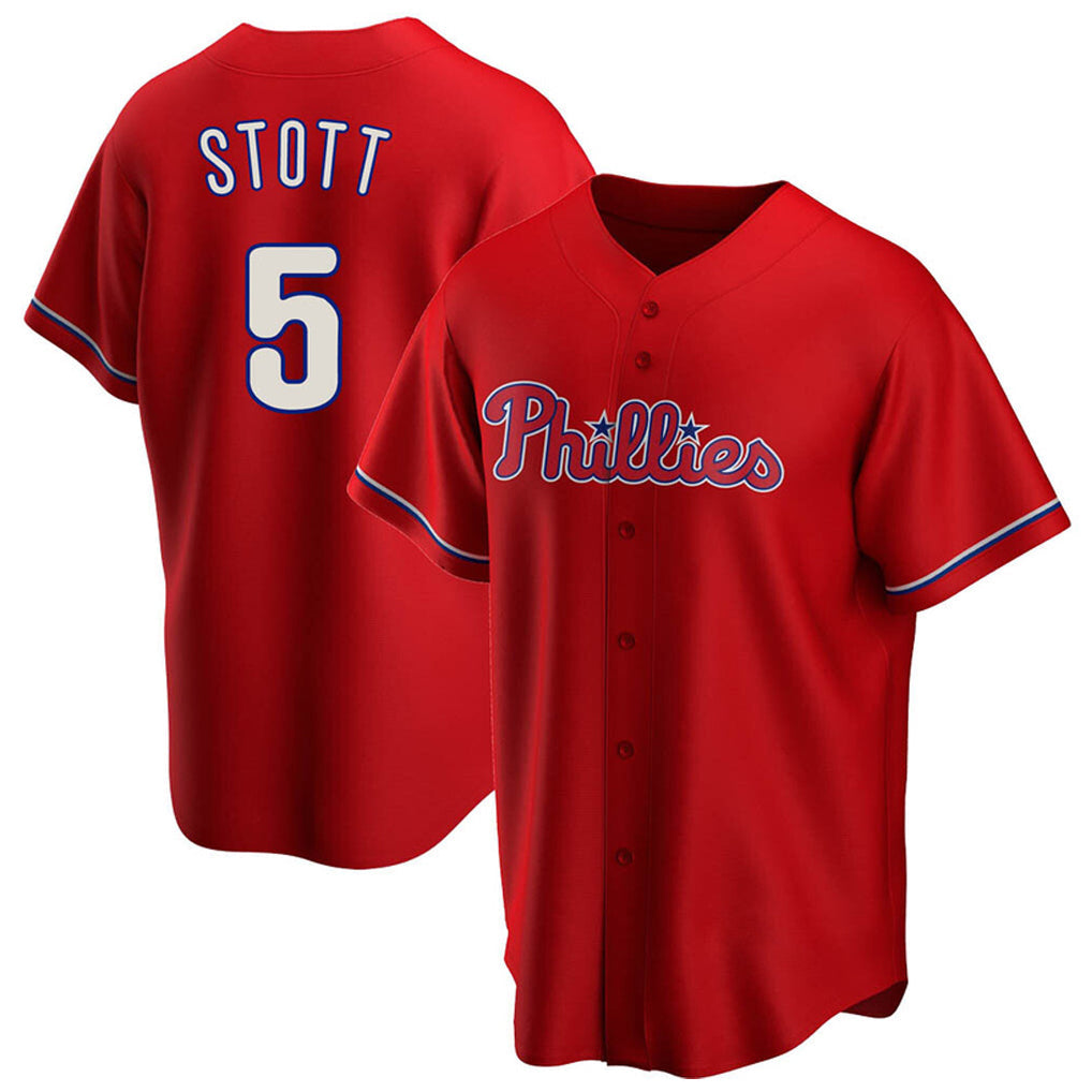 Silnrao P.Phillies #5 Bryson Stott Player Red Home Game Stitched Jerseys