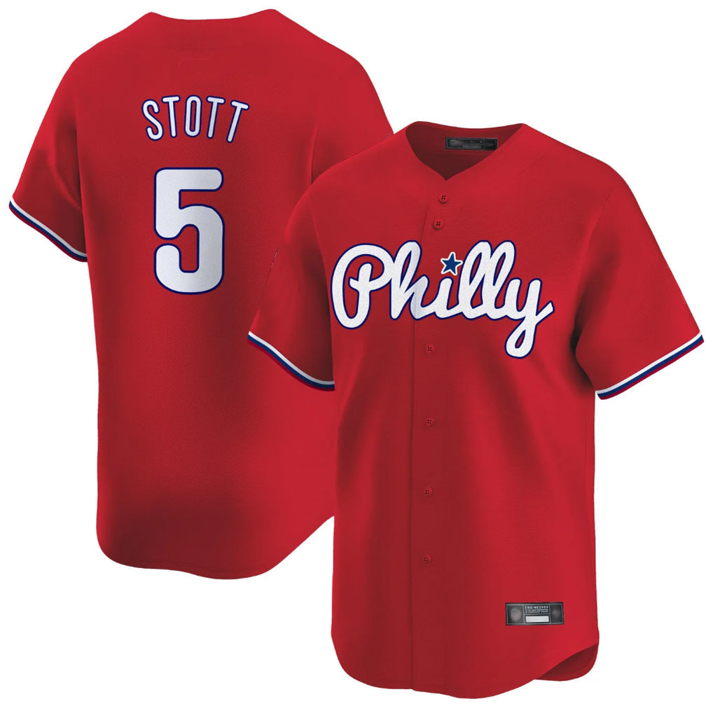 Silnrao P.Phillies #5 Bryson Stott Player Red Home Limited Stitched Jerseys