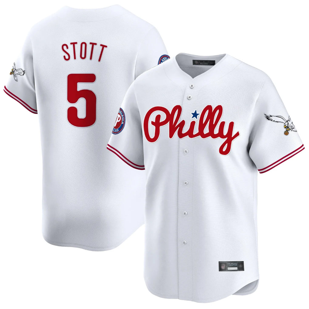 Silnrao P.Phillies #5 Bryson Stott Player White Phillies & Eagles Vapor Premier Limited Stitched Jerseys