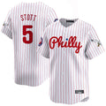 Silnrao P.Phillies #5 Bryson Stott Player White Pinstripe Phillies & Eagles Vapor Premier Limited Stitched Jerseys