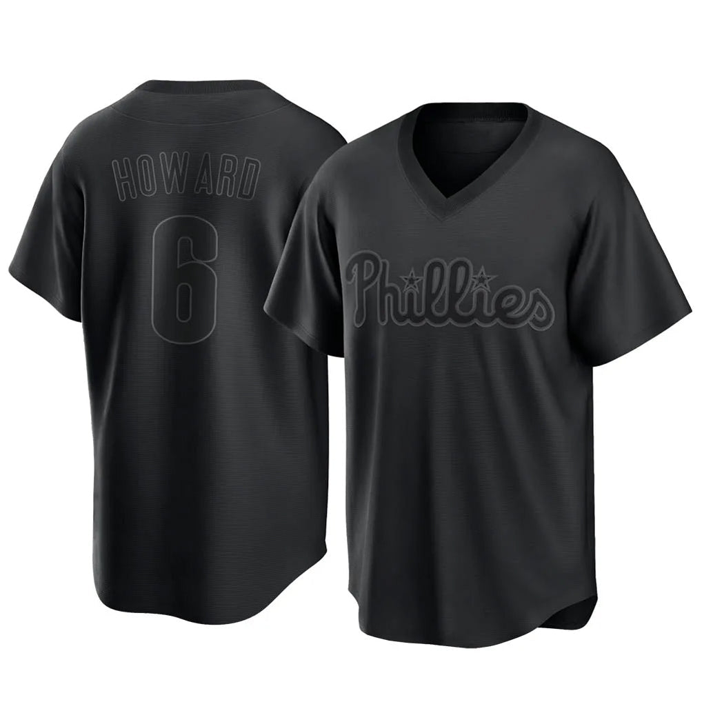 Silnrao P.Phillies #6 Ryan Howard Player Black Pitch Fashion Limited T-shirt Stitched Jerseys