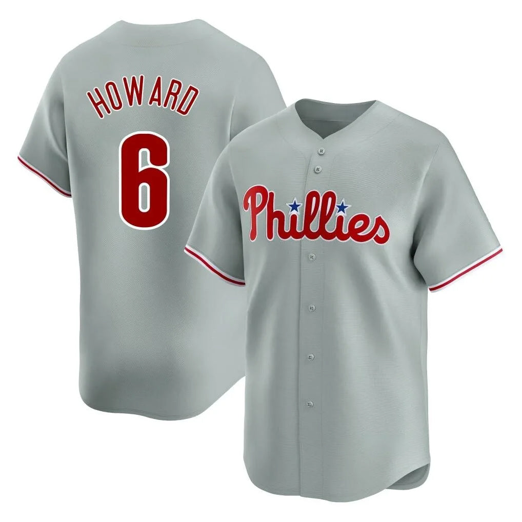 Silnrao P.Phillies #6 Ryan Howard Player Gray Home Limited Stitched Jerseys