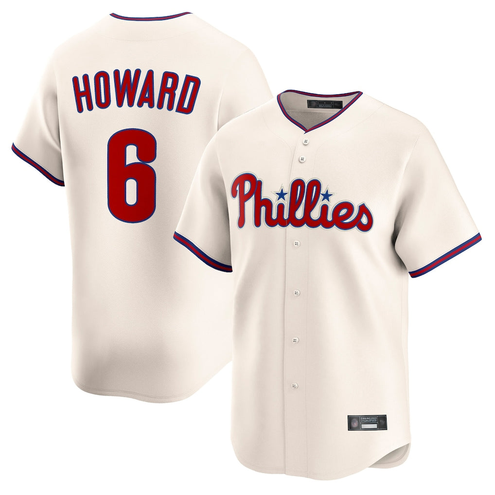 Silnrao P.Phillies #6 Ryan Howardr Player Cream Home Limited Stitched Jerseys