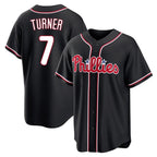 Silnrao P.Phillies #7 Trea Turner Player Black Fashion Out Home Game Stitched Jerseys