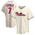 Silnrao P.Phillies #7 Trea Turner Player Cream Home Game Stitched Jerseys